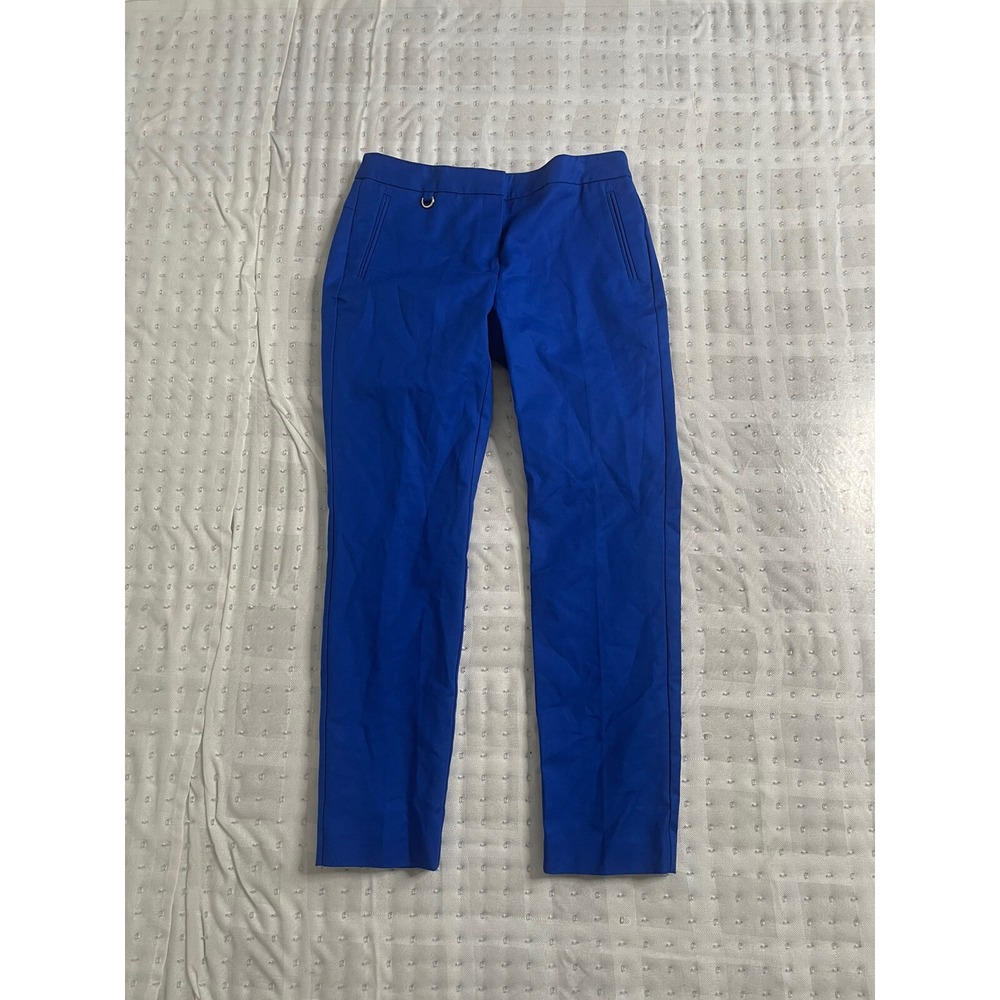 Adrianna papell women blue dress pant size 4  cotton spandex made in vietnam
